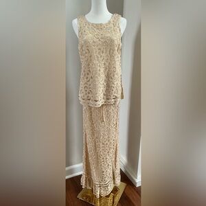 Double D Ranch Ivory Lace Maxi Skirt and Top, XS